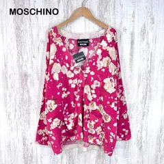 新品未使用 美品 MOSCHINO モスキーノ 花柄 総柄 ウール カシミヤ ニット Vネック ロングスリーブ カーディガン ピンク レディース トップス 大きいサイズのサムネイル