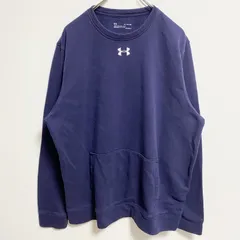 古着 used　アンダーアーマー UNDER ARMOUR 　長袖ワンポイントロゴ刺繍スウェット　トレーナー　ネイビー　XLサイズ【値引き交渉OK！】
