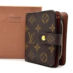 【王道を、手のひらに】　LOUIS VUITTON　二つ折り財布 モノグラム コンパクトジップ ラウンドファスナー コンパクトウォレット 箱付き ルイヴィトン　ブラウン