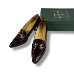 グッチ　GUCCI ホースビット　ポインテッドトゥ　パンプス　ブラウン　レザー　8サイズ