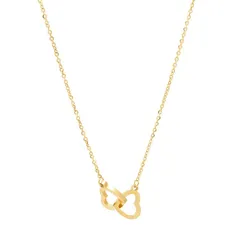 [AREUM] ハートネックレス ダブルリング ステンレス レディース 上品 高見え おしゃれ ゴールド ピンクゴール ハートペンダント (ピンクゴールド) [ピンクゴールド]