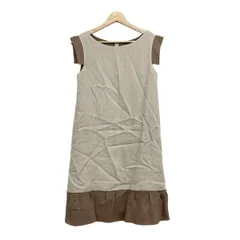 ナチュラルバイフォクシー ワンピース サイズ38 M レディース - ライトブラウン×ブラウン 半袖/ひざ丈/麻/バルーンスカート