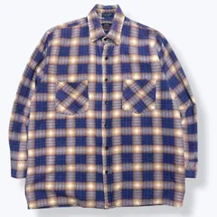 90s SAUGATUCK Ombre Check Print Flannel Shirt 【M】 90年代 ソーガタック プリント ネルシャツ オンブレ シャドー チェック プリネル 古着 ヴィンテージ