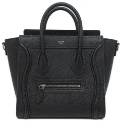 セリーヌ CELINE 2WAYバッグ ラゲージ ナノ ショッパー カーフ ドラムドカーフレザー ブラック シルバー金具 黒 ハンドバッグ ショルダー  189243DRU.38NO 【保存袋】【中古】