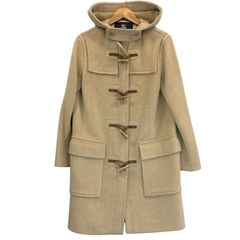 美品 M バーバリー ウール ダッフル コート 黄 38 フード トグルボタン