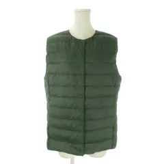 ユニクロ UNIQLO ULTRA LIGHT DOWN ダウンベスト XL 緑 ダークグリーン ノーカラー ポケッタブル /AO15 ■ECD001