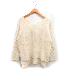 アーキ archi バックロング ニット セーター ウール ワイド リブ スリット 長袖 S ベージュ /NT1