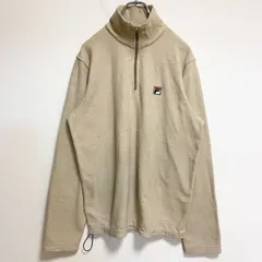 古着 used　FILA　フィラ　長袖ハーフジップフリースジャケット　ワンポイント刺繍　ハイネック　アイボリー　秋冬服　Mサイズ【値引き交渉OK！】