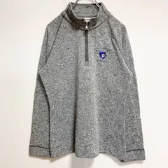 古着 used　Champion　長袖カレッジハーフジップ刺繍スウェット　トレーナー　エルムハースト大学　グレー　Lサイズ【値引き交渉OK！】