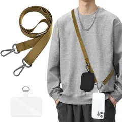 【新品】 [Shirizu] スマホストラップ 斜めがけ 首掛け 肩掛け スマホ ショルダーストラップ 長さ調節可能 携帯ストラップ 長い 140cm 幅 2cm タグパッチ1枚入り ネックストラップ ショルダー スマホ Strap 軽量 耐久性 ネックス 0