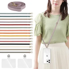 【新品】 [Yeepan] スマホ ストラップ ショルダー 首掛け 約70cm～約140cm 長さ調節可能 ストラップ 1本+透明タグパッチ2枚入り ネックストラップ ショルダー スマホ/iPhone 全機種対応 斜め掛け 1