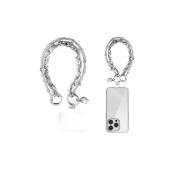 【新品】 [Turkalla] スマホストラップ 手首 ハンドストラップ 携帯ストラップ リストストラップ ダブルチェーン設計 星月 iphone ストラップ 金属製 軽量 紛失/落下防止 外出 旅行用 パッチ1枚付き（銀）