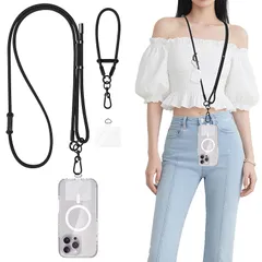 【新品】 [AULEEP] スマホストラップ 首掛け/手首/ショルダー 3WAY対応携帯ストラップ 太さ6mm 丈夫 長さ調整可能 防水・超薄設計(0.5mm) タグパッチ2個入れ 瞬時の着脱で便利 革素材のカラビナ付き 小物も吊れる可能 iPhone16 0