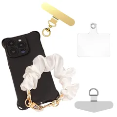 【新品】 [oioiso] スマホストラップ 手首 シュシュ ハンドストラップ おしゃれ かわいい スマホ落下防止 ストラップホルダー 韓国 レディース 女性 携帯ストラップ スマホアクセサリー 手ぶら アタッチメント付き (05.ホワイト(600°回転ゴ