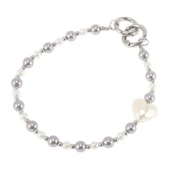 【新品】 CAPASTEC スマホストラップ ハンドバッグストラップ パールショートダブルクラスプ ハンドバッグストラップ おしゃれ プレゼント 紛失・忘れ物防止 ハンドバッグ用 財布用 グレー ホワイト 1個