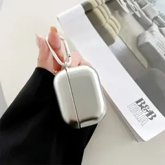 マットシルバー AirPodsケース シンプル カバー おしゃれ 韓国 ユニセックス レトロ カラビナ付き バッグ 落下防止 かっこいい 耐衝撃 保護 シンプル Y2K ストリート系 カジュアル CD0088