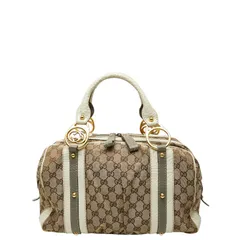 グッチ GGキャンバス ハンドバッグ ミニボストンバッグ 223953 ベージュ ホワイト キャンバス レザー レディース GUCCI【1-0256496】