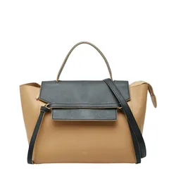 セリーヌ ベルトバッグ ハンドバッグ ショルダーバッグ 2WAY ベージュ ブラック レザー レディース CELINE【1-0256922】