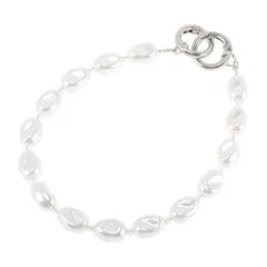 【新品】 CAPASTEC スマホストラップ ハンドバッグストラップ ダブルクラスプ付きの不規則なパールフォンストラップ ハンドバッグストラップ おしゃれ プレゼント 紛失・忘れ物防止 ハンドバッグ用 財布用 ホワイト 1個