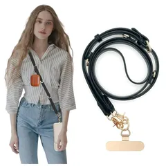 【新品】 [Turkalla] スマホ ショルダーストラップ レザー 革 斜めがけ・首掛け・肩掛け 長さ調節可能 掛けフック付き 丈夫な金具 耐久性強化版 長さ調節可能 約135cm～15cm 金属ストラップ ホルダー付き 紛失・忘れ物防止 全機種対応 ス 0