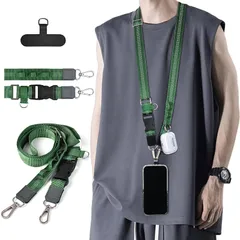 【新品】 [Shirizu] ショルダーストラップ 光反射デザイン スマホショルダー 斜めがけ首掛け肩掛け 携帯ストラップ 長さ調節可能 パッチ1枚入り スマホストラップ 軽量 耐久性 Strap ネックストラップ 落下防止(Bオリーブグリーン) 0