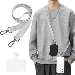 【新品】 [Shirizu] スマホストラップ 斜めがけ 首掛け 肩掛け スマホ ショルダーストラップ 長さ調節可能 携帯ストラップ 長い 140cm 幅 2cm タグパッチ1枚入り ネックストラップ ショルダー スマホ Strap 軽量 耐久性 ネックス 1