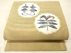 平和屋着物＊夏物　絽綴れ　八寸名古屋帯　草花文　正絹　逸品　DABC8222cm
