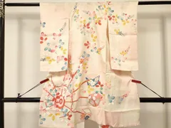 平和屋着物＊夏物　お宮参り　女の子　祝着　産着　初着　のしめ　絽　源氏車陶器花文　暈し染め　銀彩　逸品　DABC5011ma