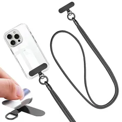 【新品】 スマホストラップ ストラップホルダー 同色合金 120cm 8色 斜めがけ 首掛け 肩掛け 全機種対応 携帯ストラップ 落下防止 充電影響なし ネックストラップ ショルダーストラップ ブラック 0