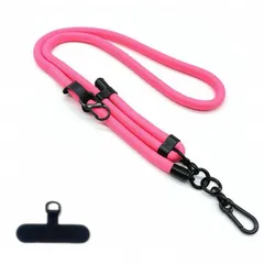 【新品】 [F FUTURE] スマホショルダー 長さ調整可能 直径10mm スマホストラップ アウトドア ショルダーストラップ 携帯ストラップ 紐 斜めがけ 肩掛け 首掛け 落下防止 全機種対応 (ネオンピンク, 長さ調整可能太め10ｍｍ) 0