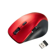 サンワサプライ 静音ワイヤレスマウス サイドホイール付き 5ボタン レッド MA-WBS524R