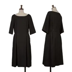 マーガレットハウエルMHL ウールボタンデザイン半袖ワンピース 黒2