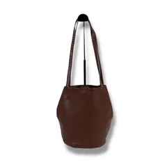 ボッテガヴェネタ　BOTTEGA VENETA バケツ型　肩掛け　ショルダーバッグ　ブラウン　レザー