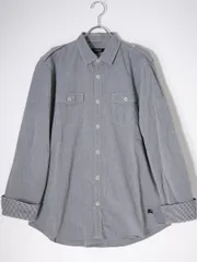 BURBERRY BLACK LABELバーバリーブラックレーベル 裏チェック使い ホースマーク刺繍ミリタリーデザインシャツ【3】【MSHA71689】