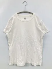 UNIQLO U ユニクロユー Tシャツ/カットソー M ホワイト 無地 ミドル丈 半袖 クルーネック(丸首)