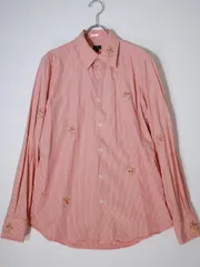 PS Paul Smith/ピーエス ポールスミス フラワー花刺繍コットンストライプシャツ【M】【MSHA75124】