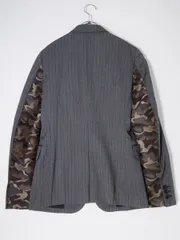 COMME des GARONS HOMME PLUSコムデギャルソン オム プリュス 迷彩カモフラ袖切替 ストライプ2Bテーラードジャケット【XS】【MJKA76540】