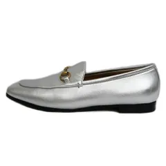 【名東】グッチ ヨルダーン ホースビット ローファー 460723 サイズ39 シルバー レザー レディース シューズ  女 靴