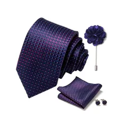 【新品】 [MaRowsm] [マローサム] ネクタイ ハンカチ カフス タイピン ハンカチーフ セット メンズ フォーマル (紫光沢) 1