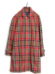 【お得なクーポン配布中!】 80s USA製 ラルフローレン チェック ステンカラー コート メンズ M / ヴィンテージ ポロ 高級 100% リネン 薄手 ハーフコート マルチカラー