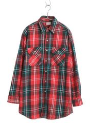 【お得なクーポン配布中!】 90s USA製 ファイブブラザー チェック 長袖 ヘビー フランネル シャツ メンズ L / 古着 オールド ネルシャツ ヘビーウェイト マルチカラー
