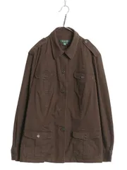 【お得なクーポン配布中!】 00s ローレン ラルフローレン サファリ ジャケット レディース 3X 古着 オールド ポロ リネン コットン ジャンパー コート 大きいサイズ 茶