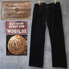 90s VINTAGE MARLBORO CLASSICS PEACH SKIN COTTON TROUSERS BLACK W36 XL XXL マルボロクラシックス ピーチスキン ブラック 黒  ストレート アーカイブ 90年代 ヴィンテージのサムネイル