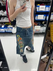 KINKY デニムスカート S ブルー ミモレ・半端丈 タイト