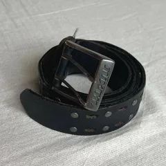 希少　～00s　archive　アーカイブ小物　MADE IN CANADA　カナダ製　NIXON　ニクソン　イタリアンレザー　本革ベルト　スタッズ装飾　ロゴ刻印入りバックル　Y2K　ストリート　silver Battle×studs leather Belt