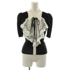 スナイデル SNIDEL 25SS ラッフル刺繍ニットプルオーバー 半袖 カットソー レース F 黒 ブラック 白 ホワイト SWNT251217 /AN54