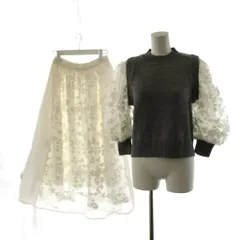 チェスティ Chesty セットアップ シャツ ブラウス 7分袖 ニット フレアスカート ロング 1 グレー 白 ホワイト 22A103 /AN32