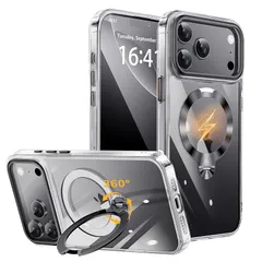 【新品】 TISTUNST iPhone 17 pro 用 ケース クリア CDリング設計【360°回転スタンド】【横縦両立・角度自由調整】MagSafe対応 ワイヤレス充電 米軍MIL規格 耐衝撃 防指紋 黄変防止 レンズ保護 phone 17pro 対 0