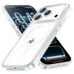 【新品】 NIMASO iPhone 17 Pro 用 ケース MagSafe対応 クリア 背面 強化ガラス 9H硬度 米軍MIL規格 SGS認証 傷つけ防止 耐衝撃 透明 薄型 バンパー 黄変防止 マグネット搭載 マグセーフ対応 保護カバー ワイヤレス充 1