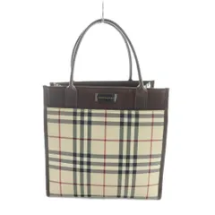 バーバリー BURBERRY ハンドバッグ ミニトート キャンバス レザー ノバチェック柄 ロゴ ベージュ 茶 ブラウン ■GY11 /MQ